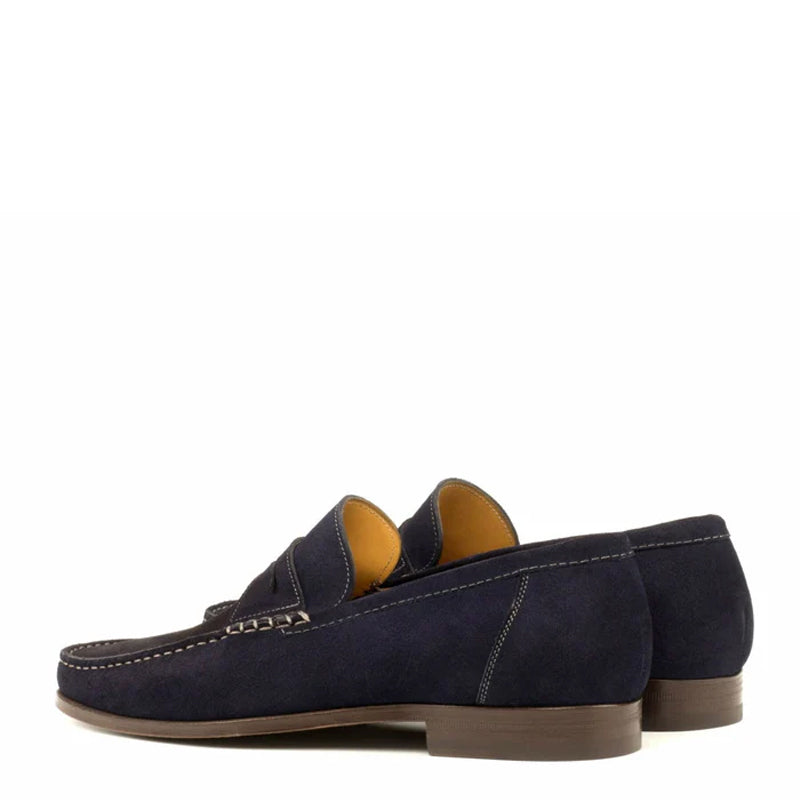 Suede Leather Blue Penny Moccasin Loafer