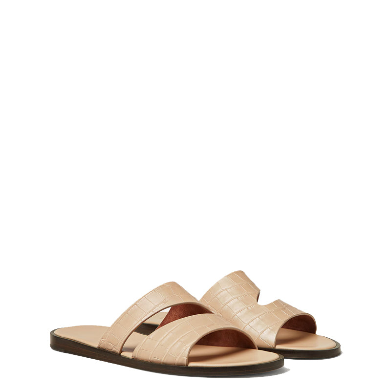 Croco Leather  Double Strap Sandal