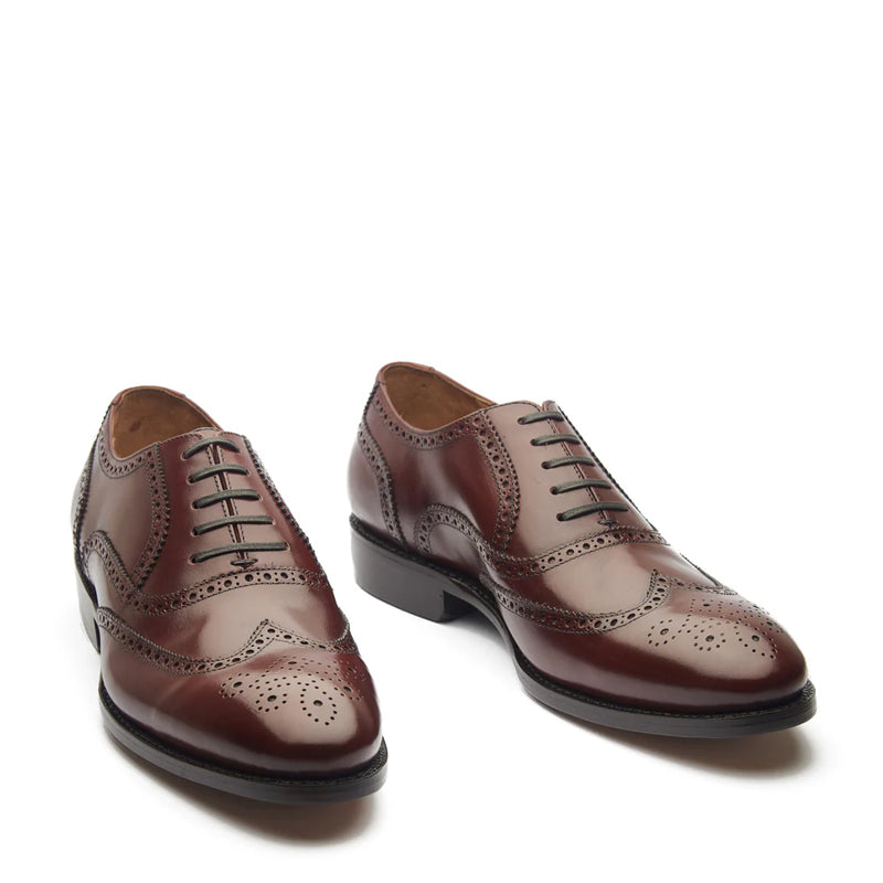Men Lace-Up Leather Wingtip Oxford Burgundy Shoe