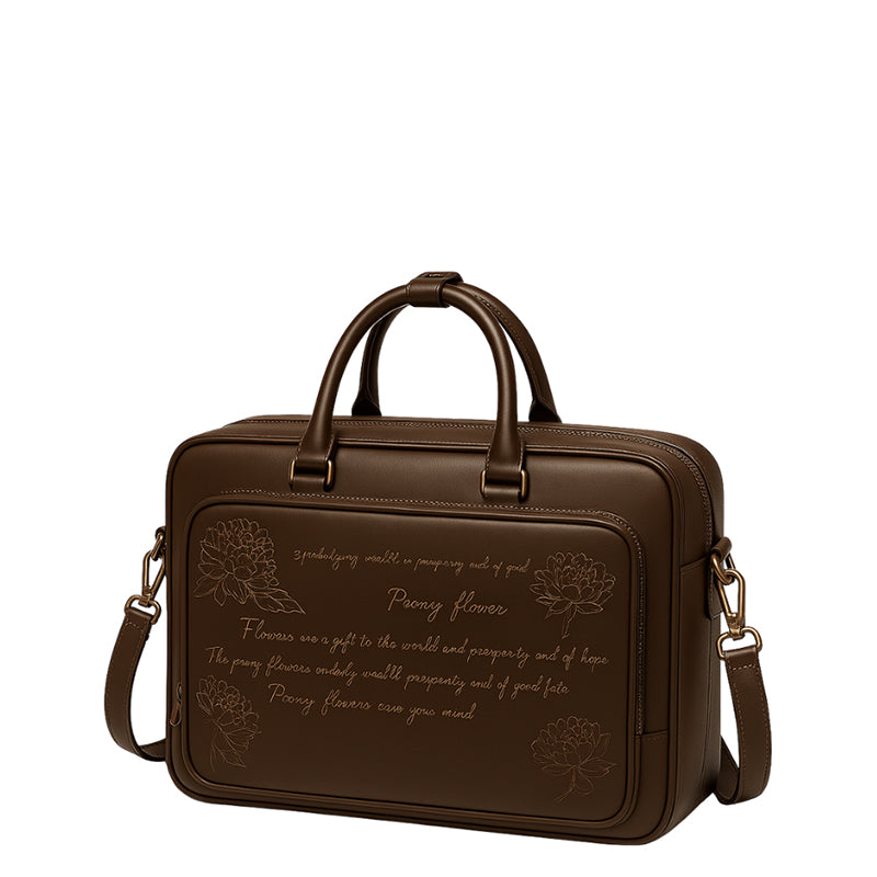 Italian Tan Men's Printed Leather Laptop Bag