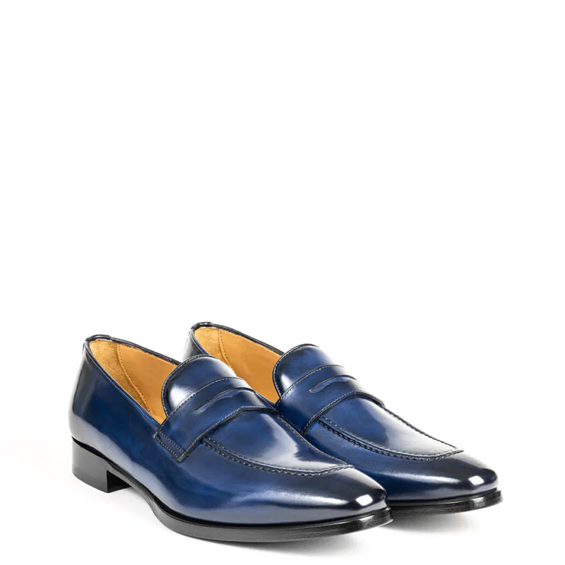 Classic Penny Shiny Leather Blue Loafer