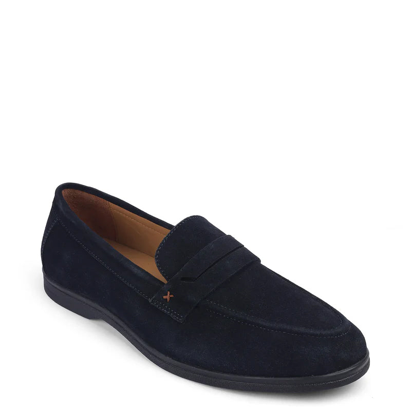 Suede Casual Leather Penny Blue Loafer For Men