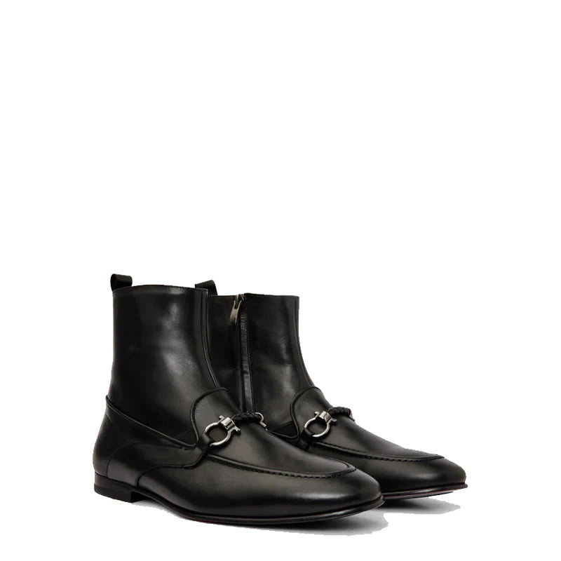 Black Bit Zip-Up Dress Men Boot