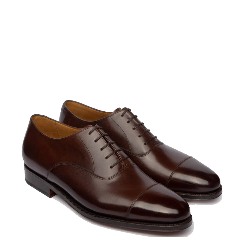 Classic Design Captoe Plain Leather Oxford Shoe Brown