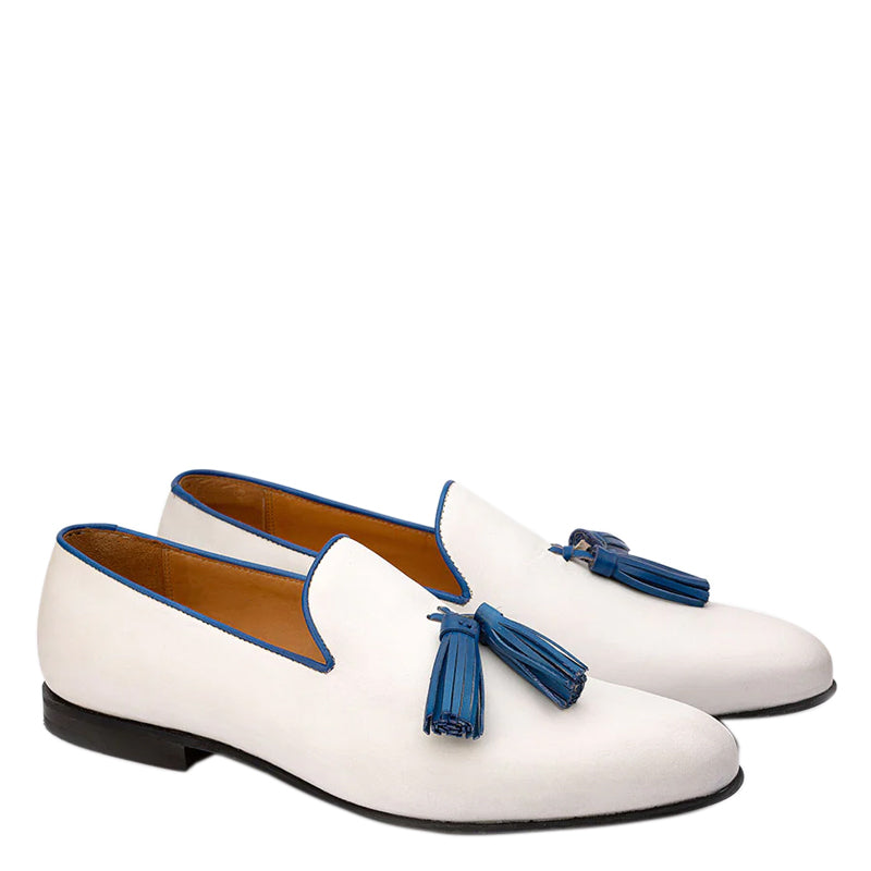 Pure Leather Stylish Tassel White Loafer For Men