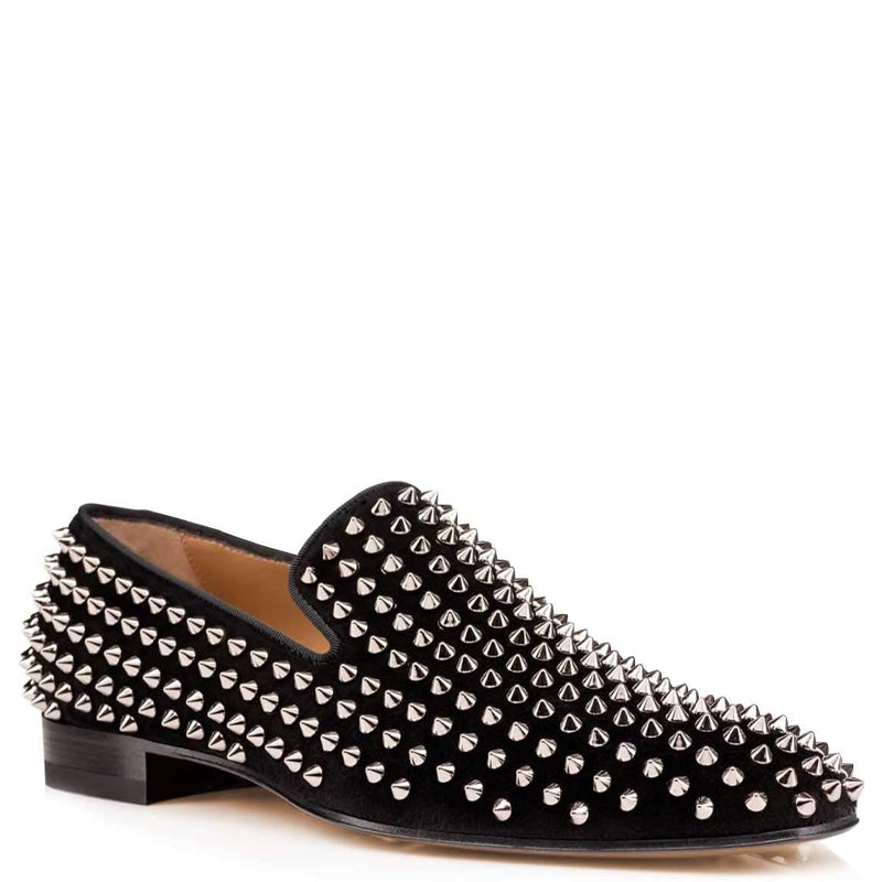 Men Suede Studded Slip On Loafers