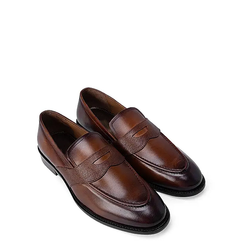 Men Classic Polished Leather Penny Brown Loafer