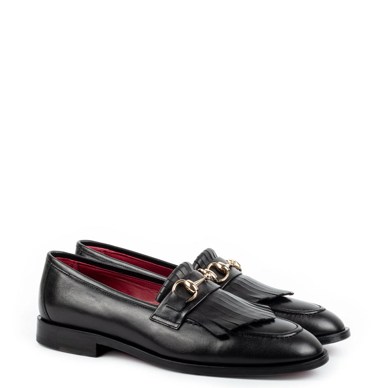 Men Solid Leather Formal Buckled Loafer