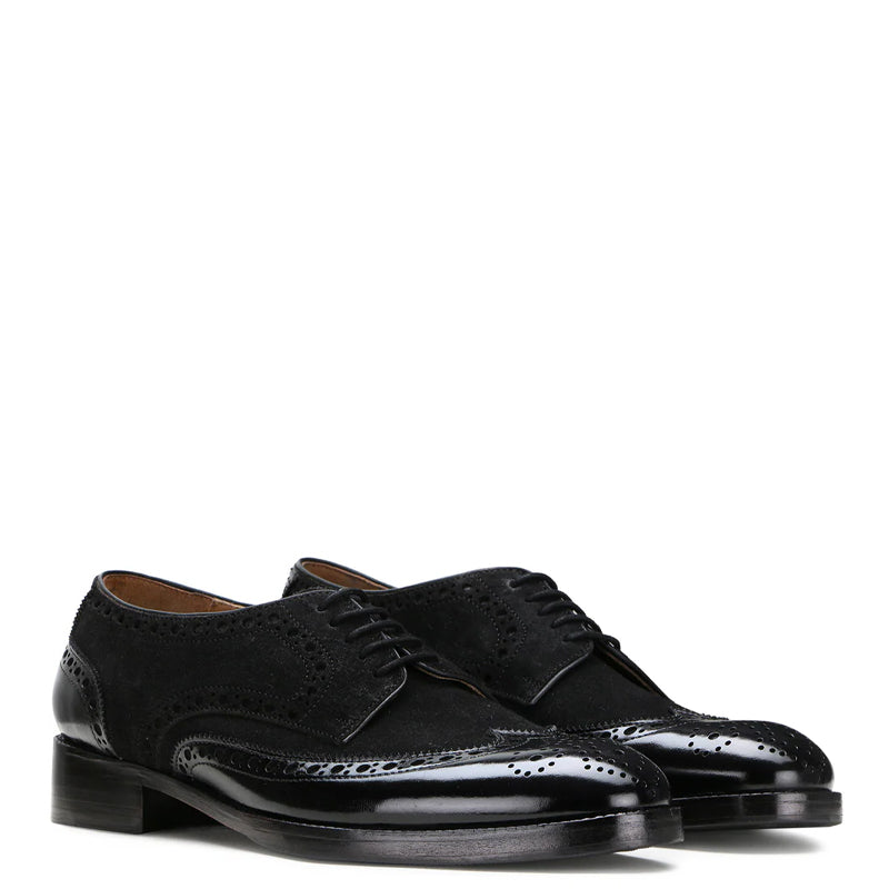 Patent Suede Leather Derby Shoe Black