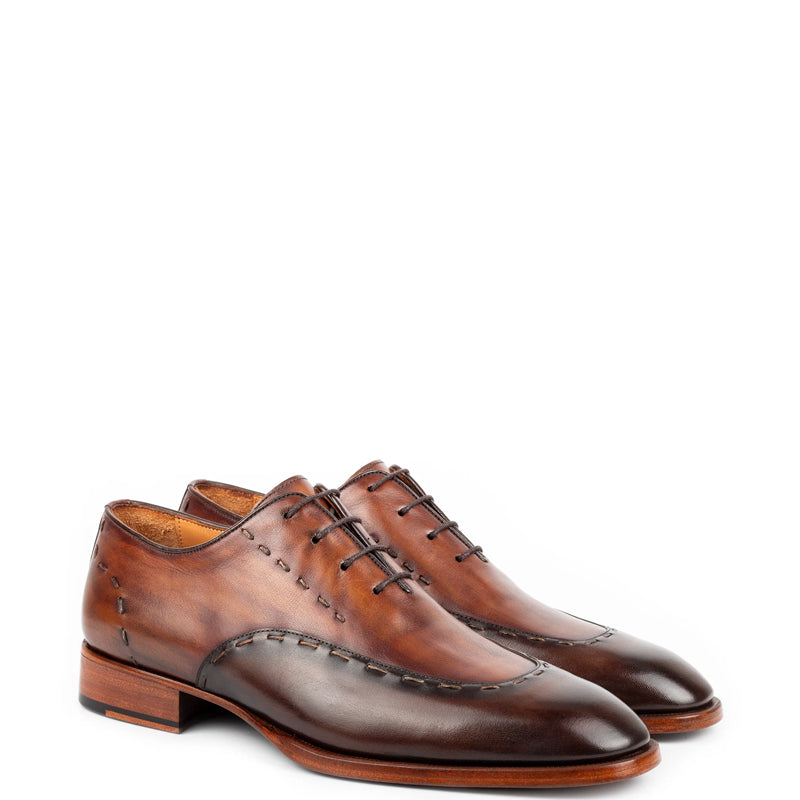 Polished Leather Handmade Oxford Shoe Tan and Brown