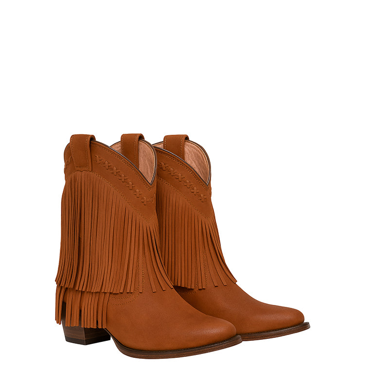 Fringe Dust Western Midrise Rich Brown Cowboy Boot