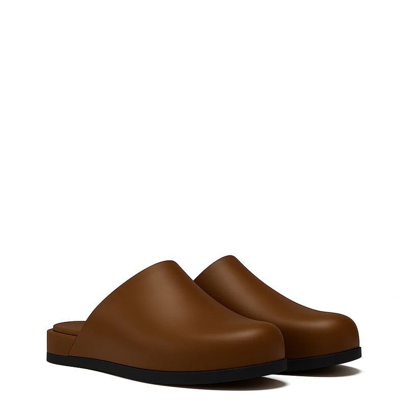 Burgundy Leather Men Mule