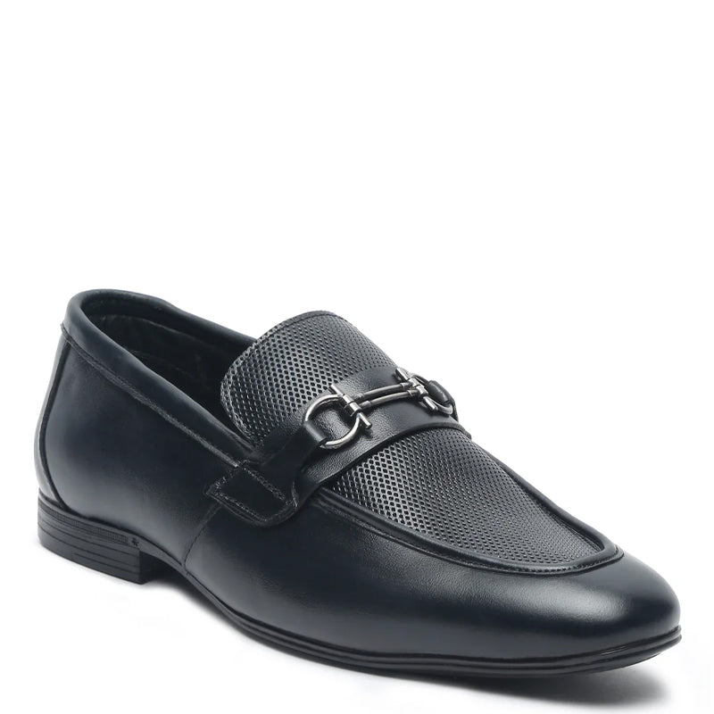 Black Leather Slip-On Loafer for Men