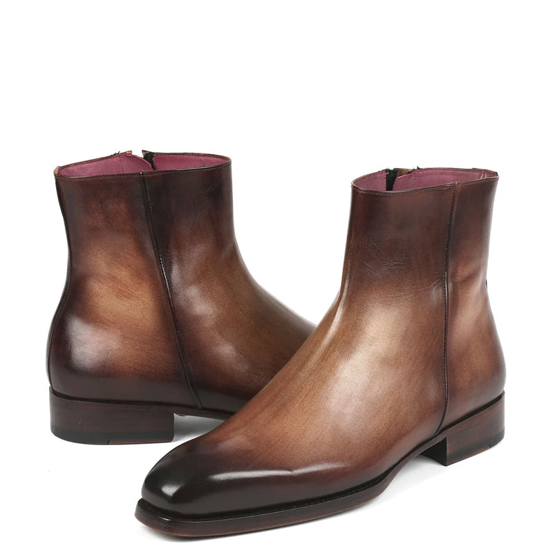 Pure Solid Leather Handmade Side-Zipper Boots