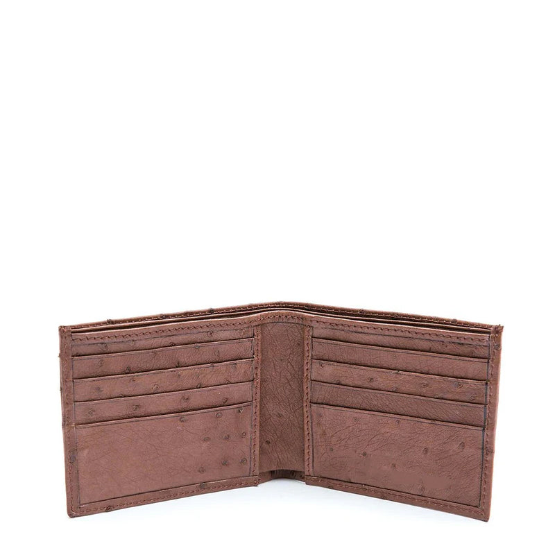 Men Ostrich Leather Blue Bifold Wallet