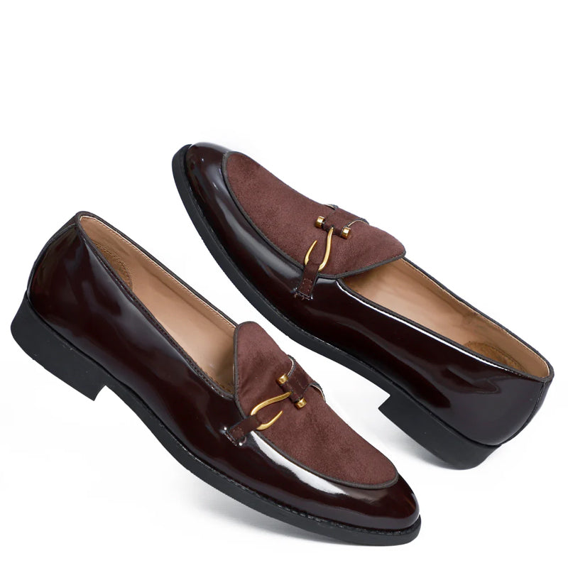 Patent Handmade Leather Brown Loafer For Men