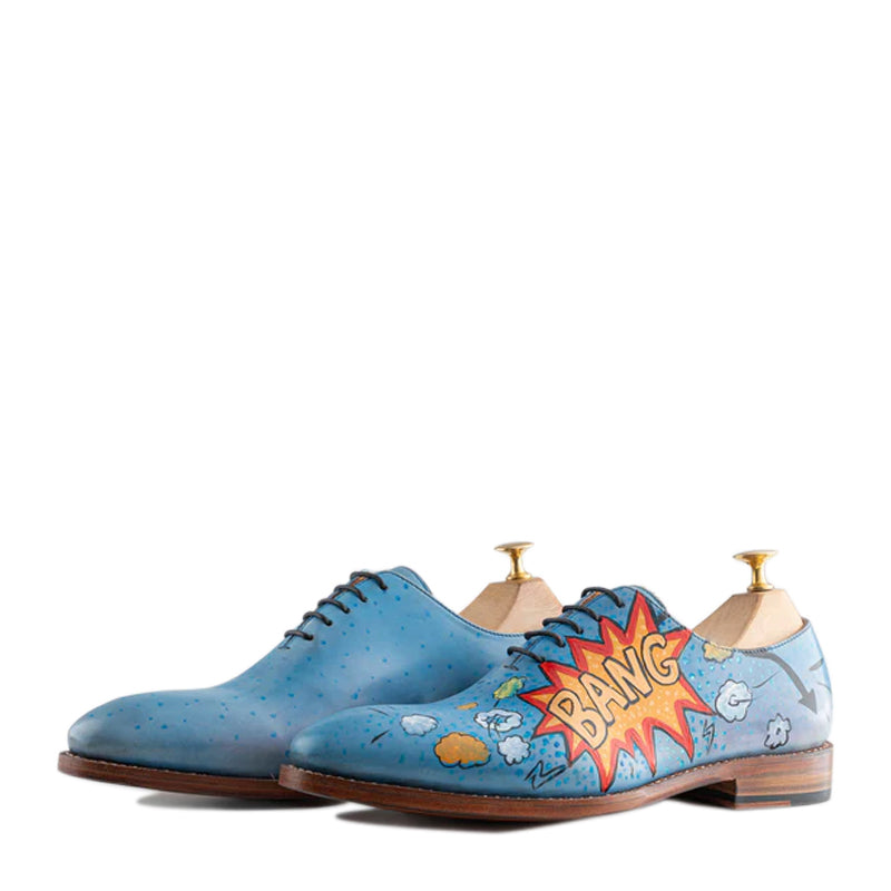 Blue Comic Arctic Wholecut Leather Oxford Shoes