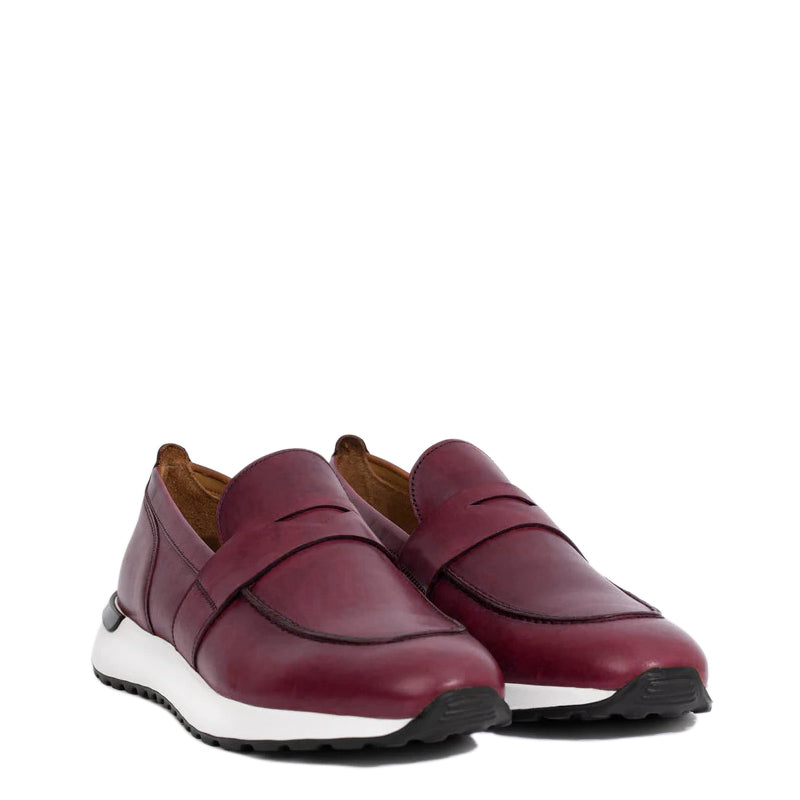 Wine Leather Men's Sneakers