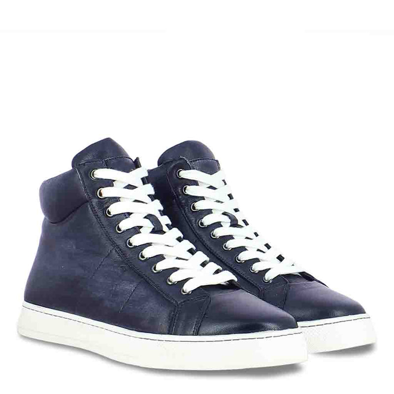 Lace-Up Leather Handcrafted Blue Sneaker