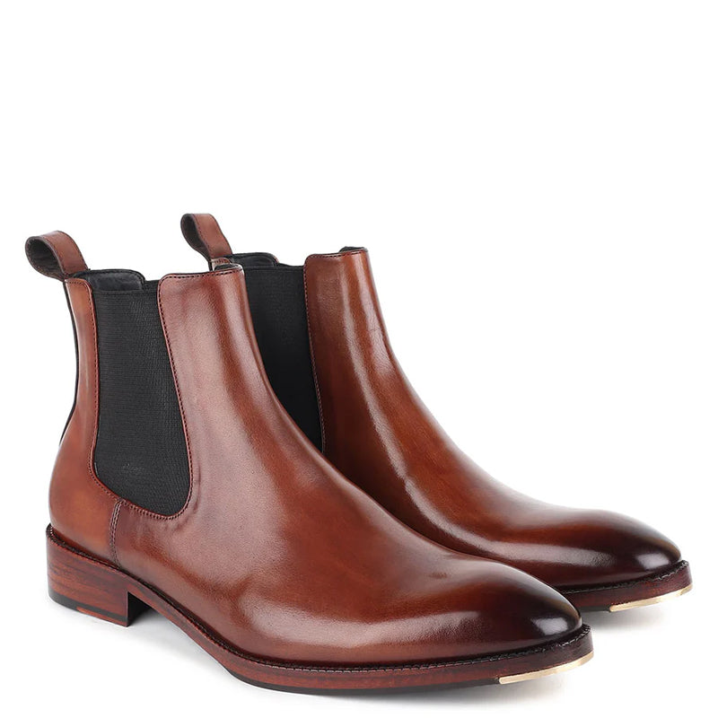 Patina Classic Leather Handmade Chelsea Boot Reddish Brown