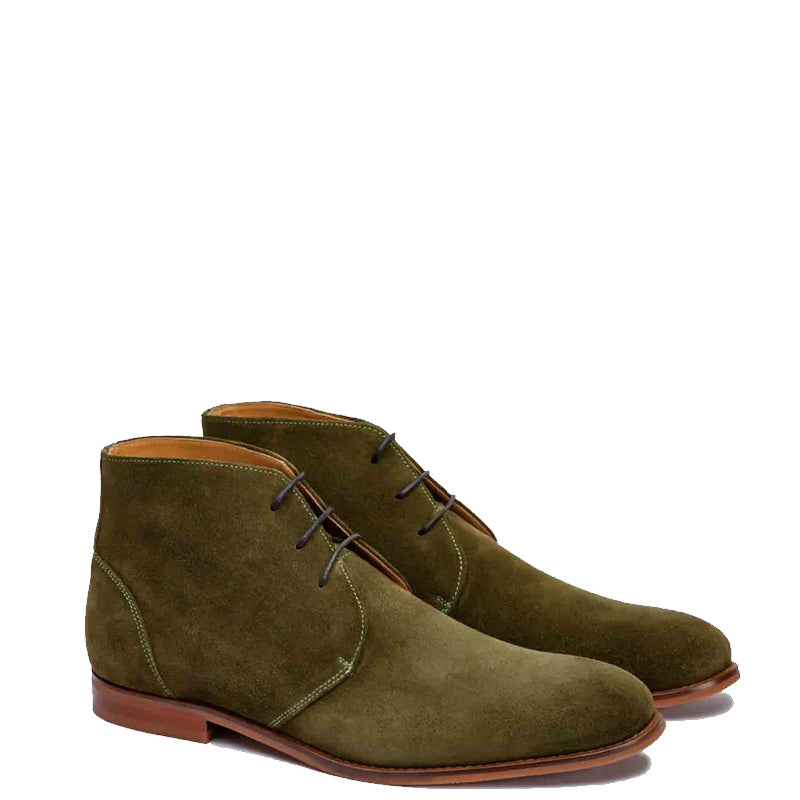 Men Suede Handmade Leather Chukkas Boot Green