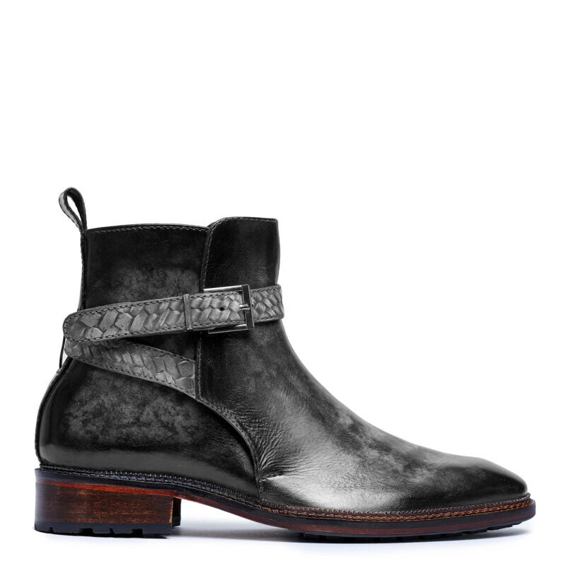 Men Andrea Cross Strap Leather Boots