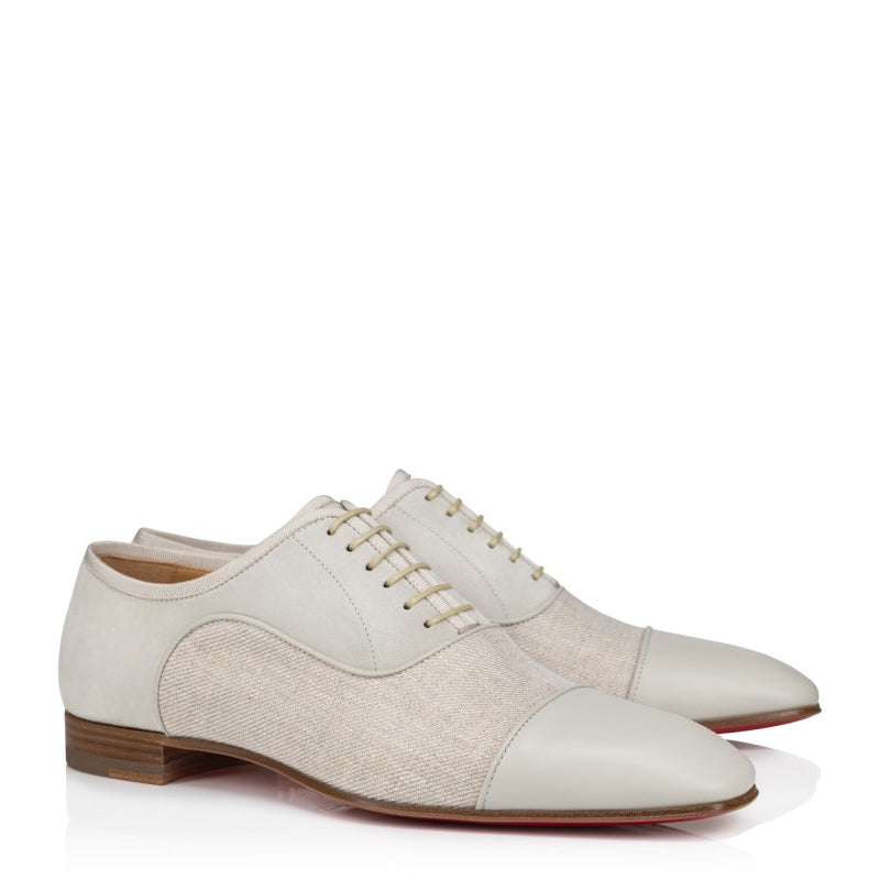 Men Captoe Solid Leather Oxford Shoe Off White