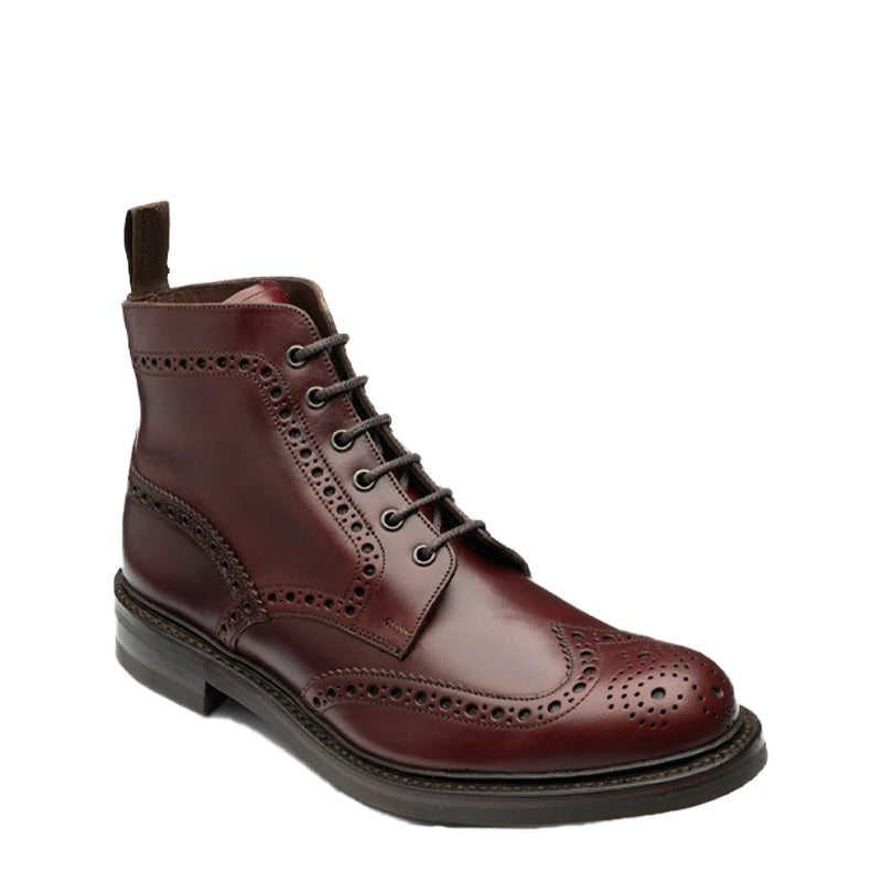 Leather Lace-Up Wingtip High Ankle Burgundy Boot