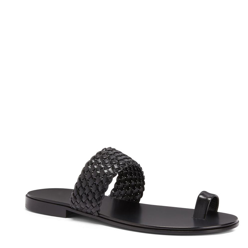 Pure Leather Open Toe Braided Brown Sandal