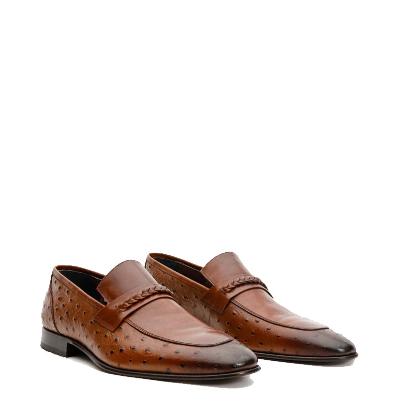Brown Leather Dress Loafer Men Shoe