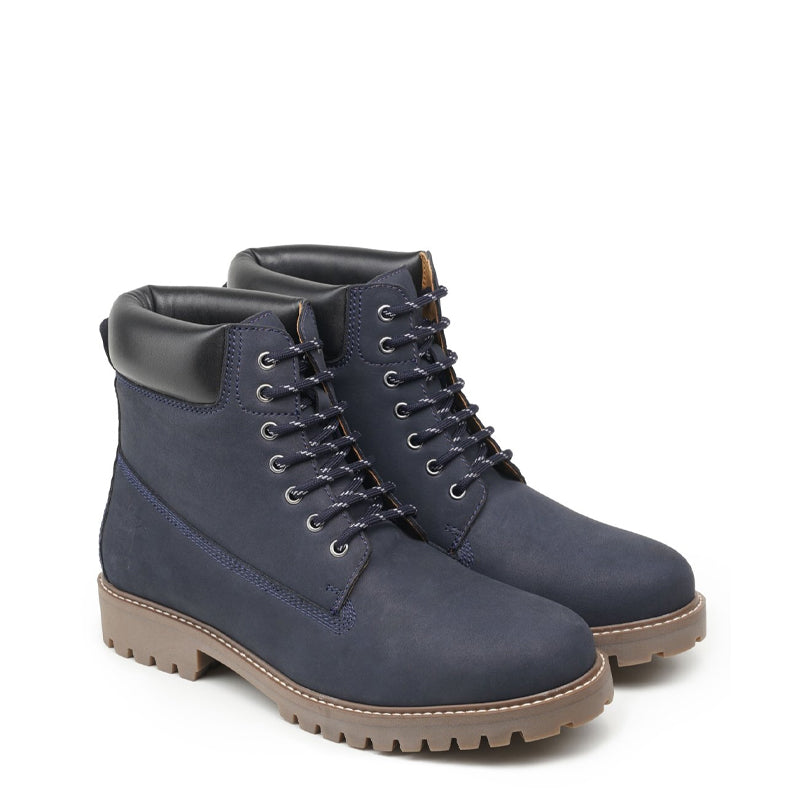 Urban Leather Lace-Up High Ankle Boot Blue