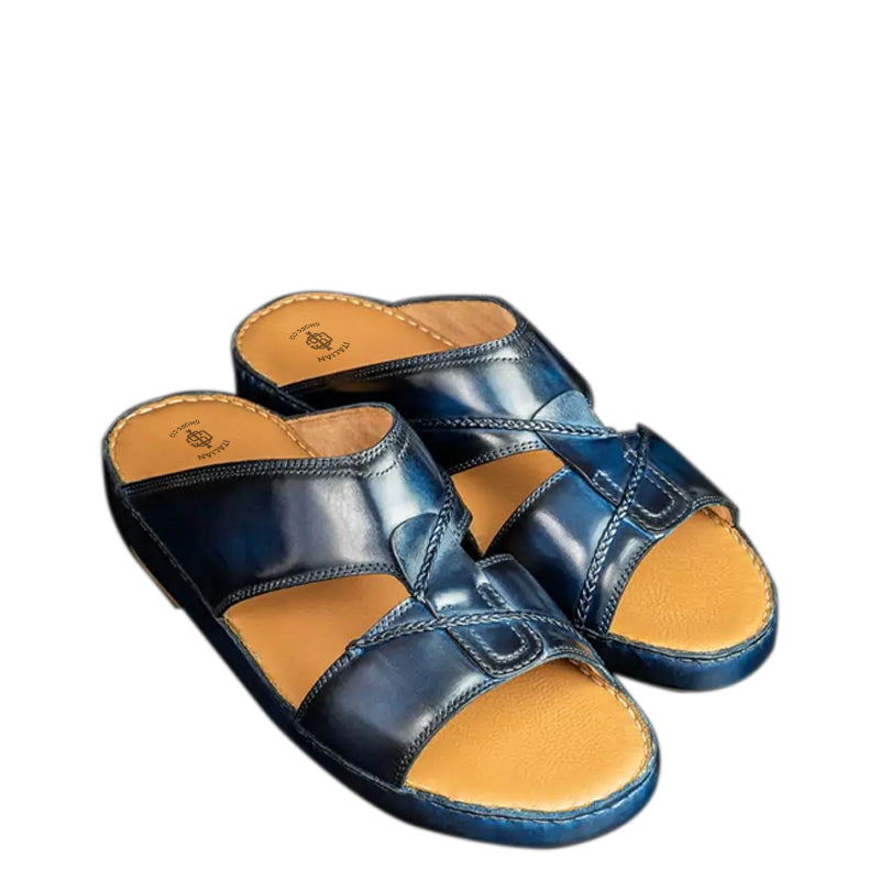 Handmade Solid Leather Comfort Arabic Blue Sandal