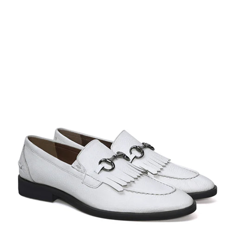 Classic Leather Horse-Bit Buckle Tassel Loafers With Fringed
