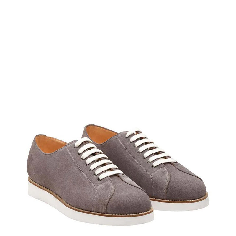 Classic Handmade Suede Lace-Up Blue Sneaker