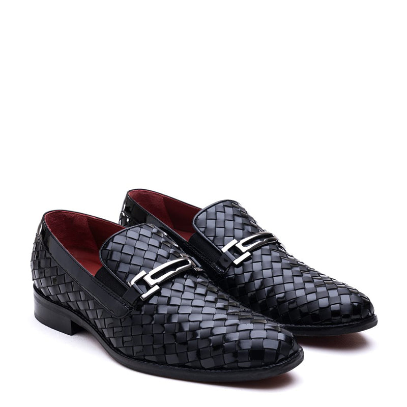 Men Slip-On Woven Leather Loafer