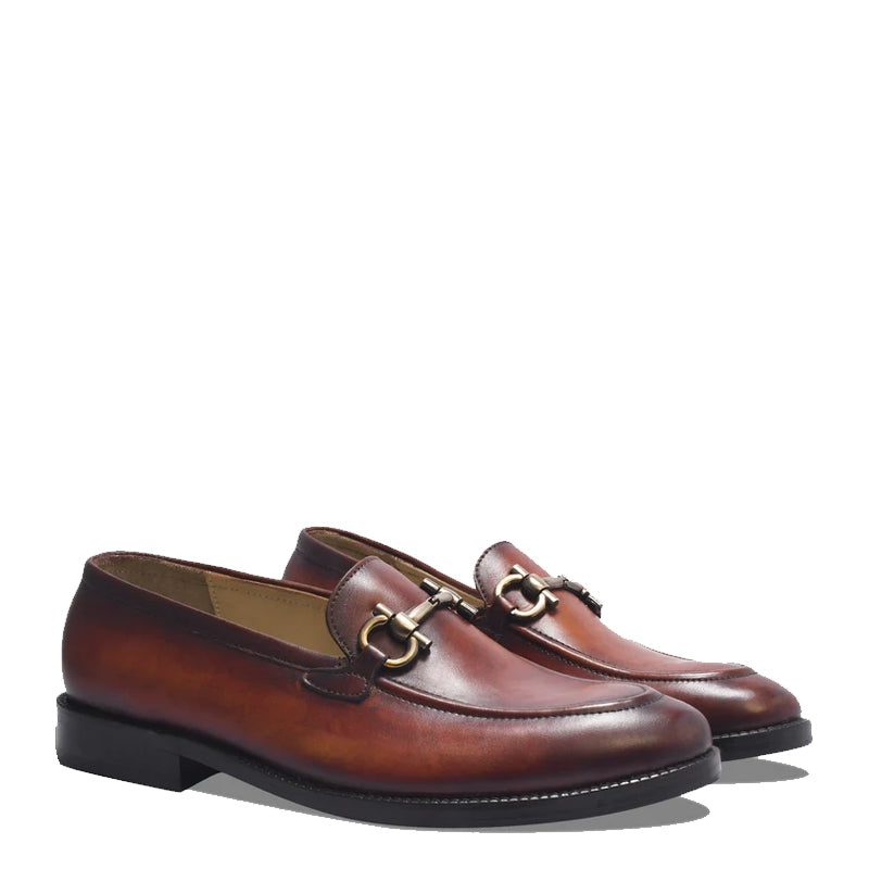 Classic Handmade Horse-Bit Buckled Leather Loafers