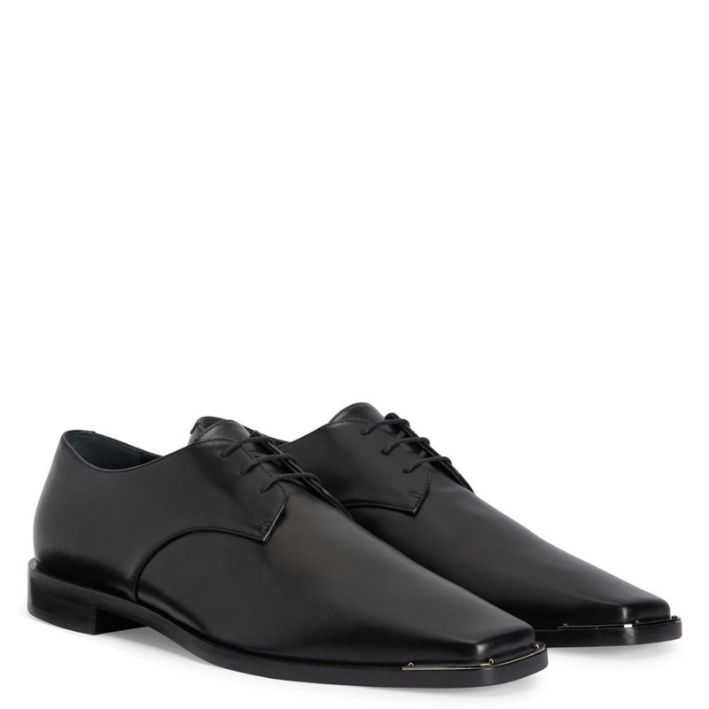 Men Polished Leather Formal Plain Derby Shoe Black