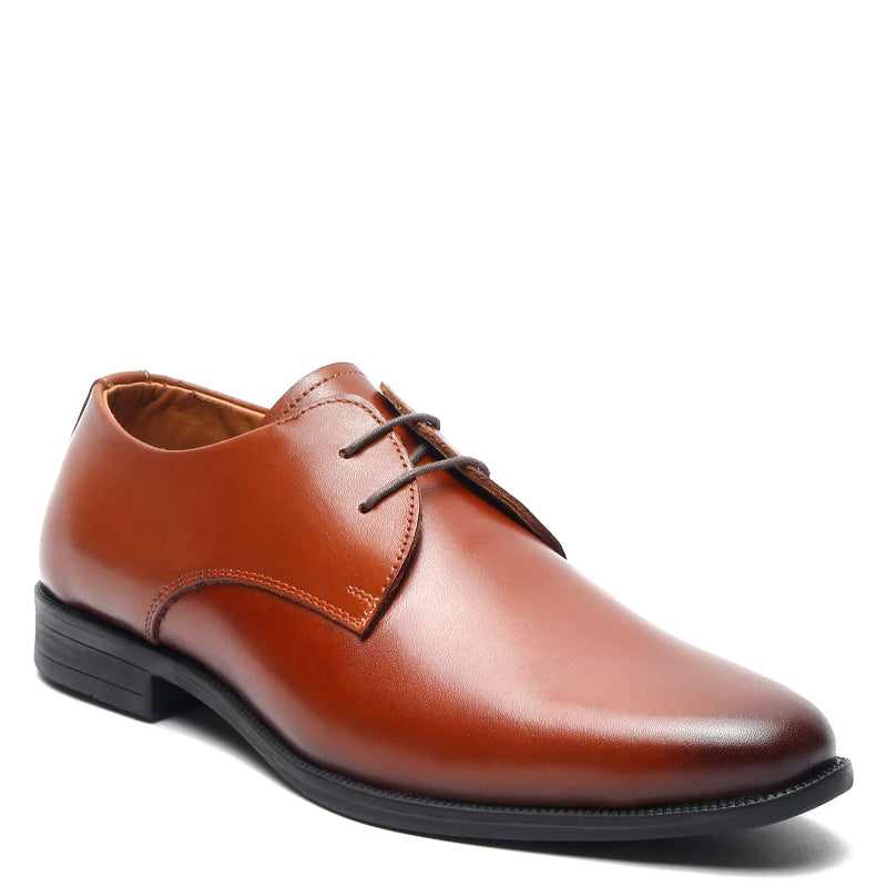 Plain Toe Classic Leather Derby Shoe Tan