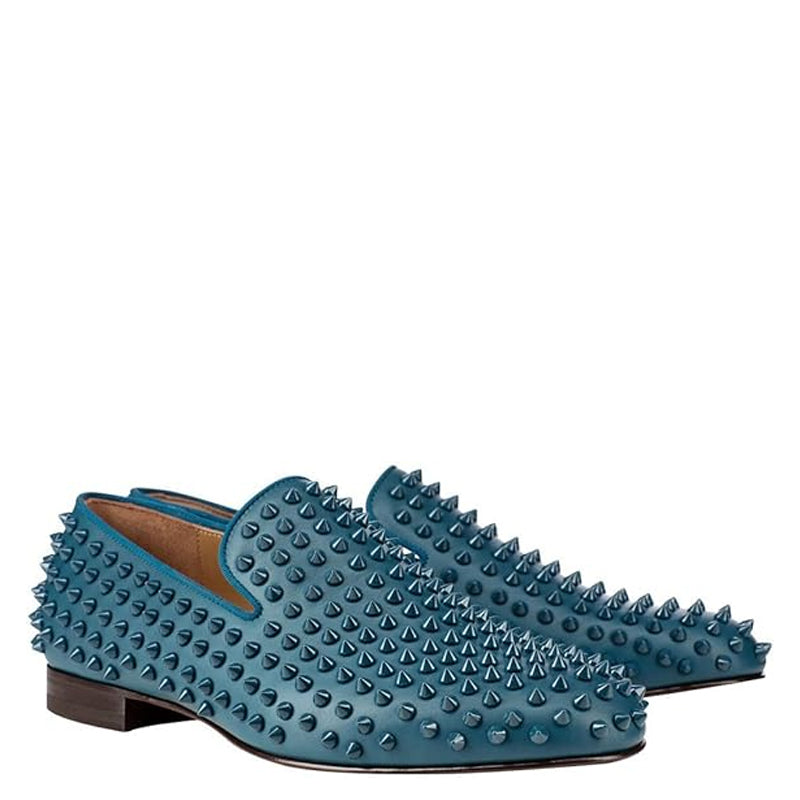 Men Suede Studded Slip On Loafers