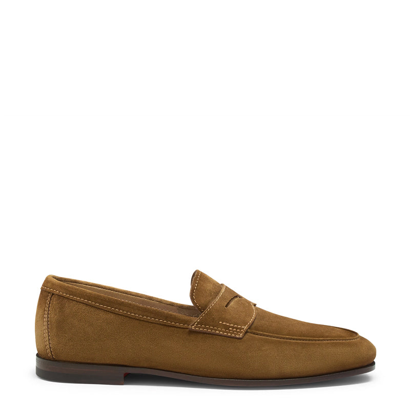 Men’s Brown Suede Penny Loafers – Classic Slip-On