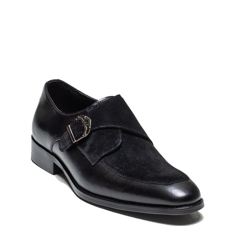 Classic Upper Suede Leather Single MonkStraps Shoe Black