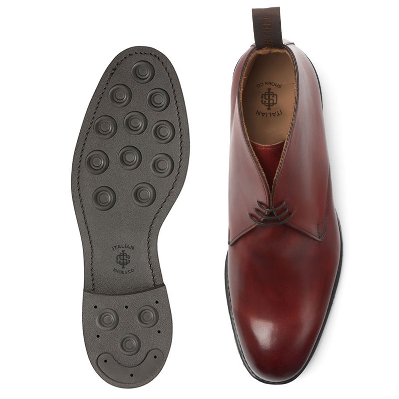 Polished Shiny Leather Chukkas Boot Burgundy