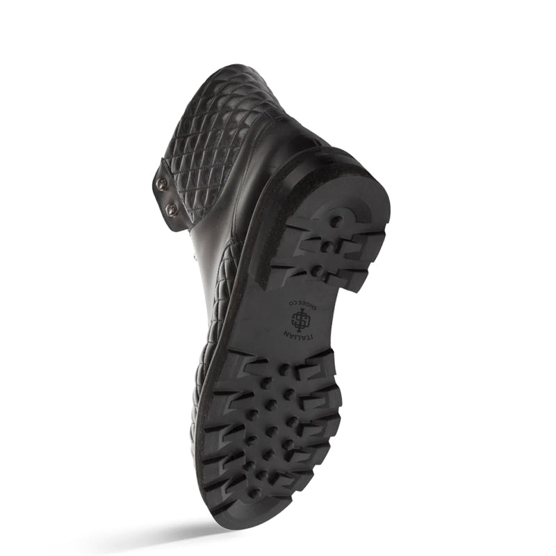 Black Lace-up Leather Boot