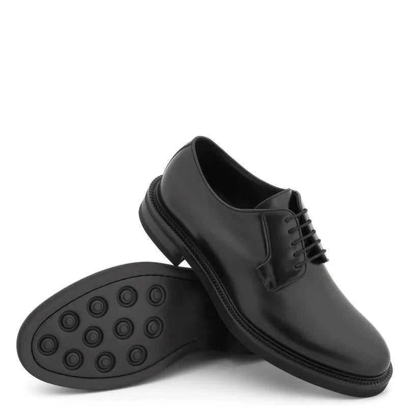Premium Lace-Up Leather Derby Black Shoe