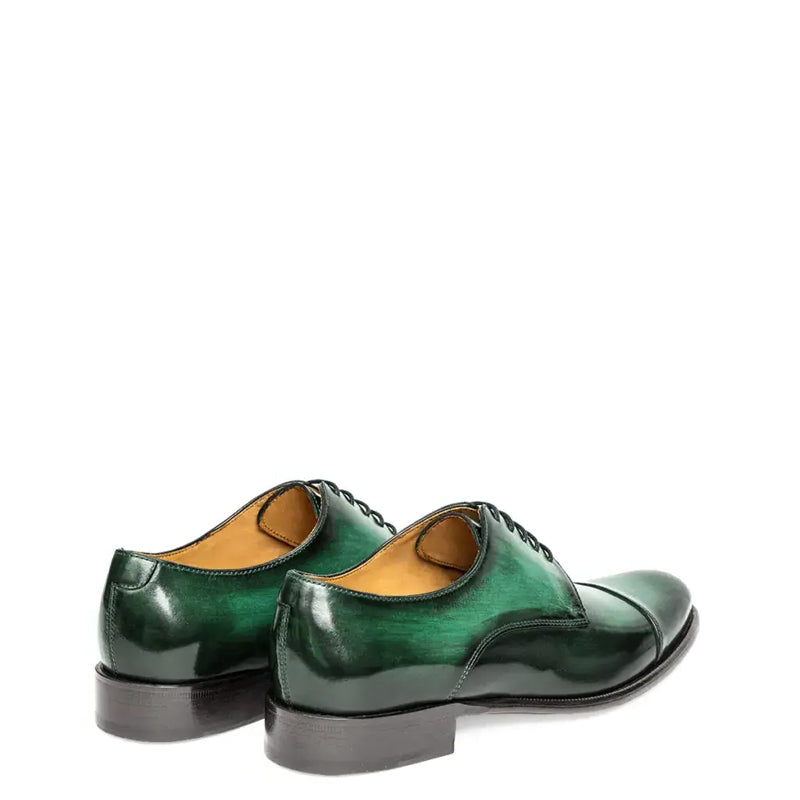 Classic Handmade Shiny Leather Oxford Green Shoe