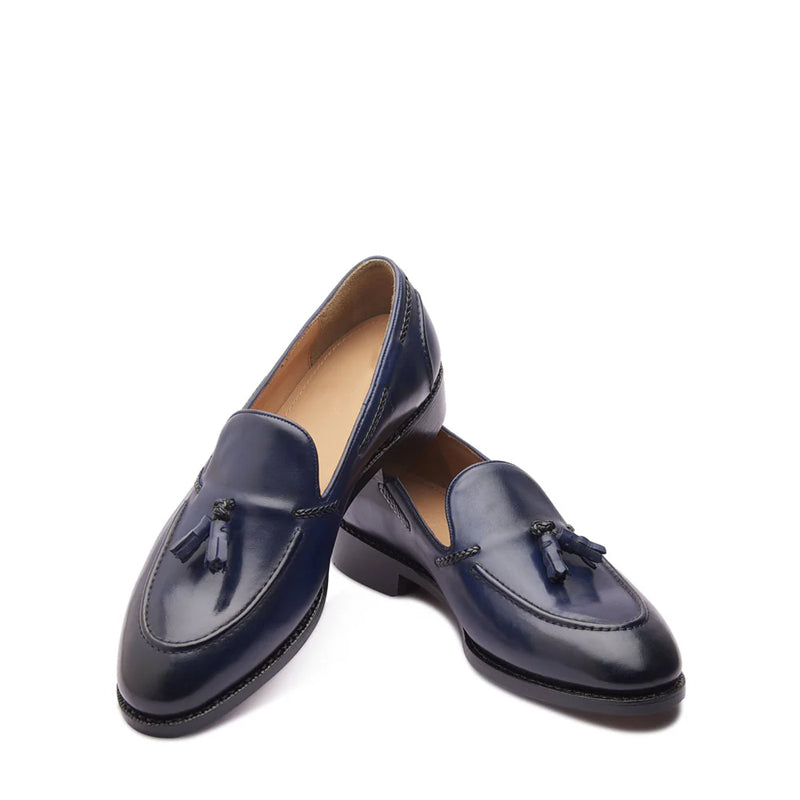 Classic Handmade Solid Leather Tassel Loafer Black