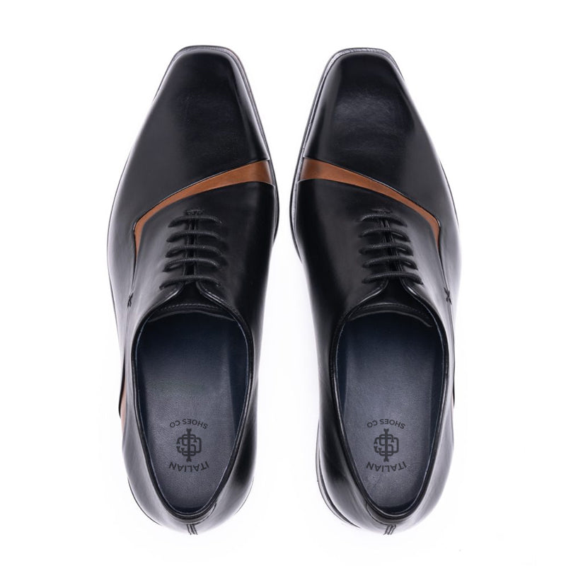Meta Cut Shiny Leather Oxford Black/Tan Shoe
