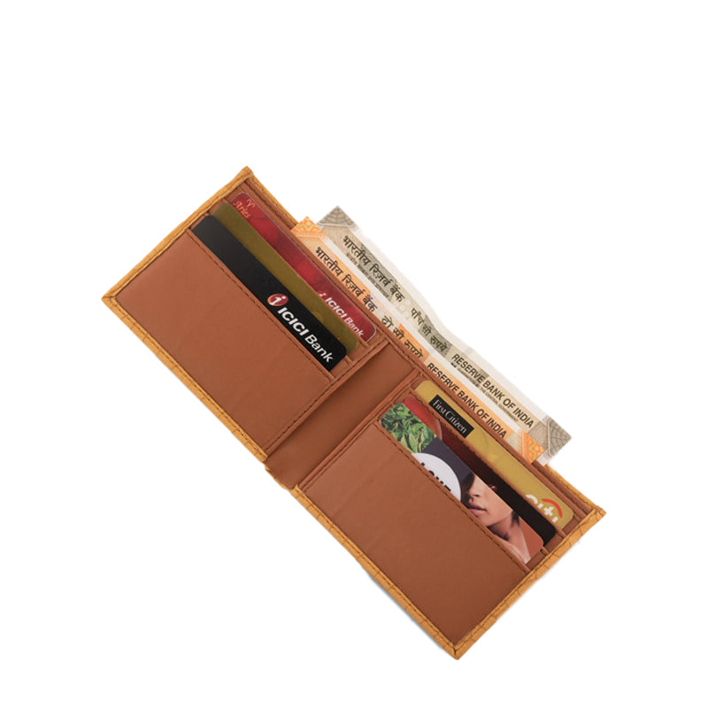 Croc Leather Bifold Yellow Wallet