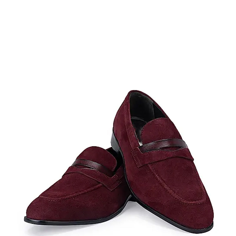 Classic Blue Suede Leather Penny Moccasins Loafer