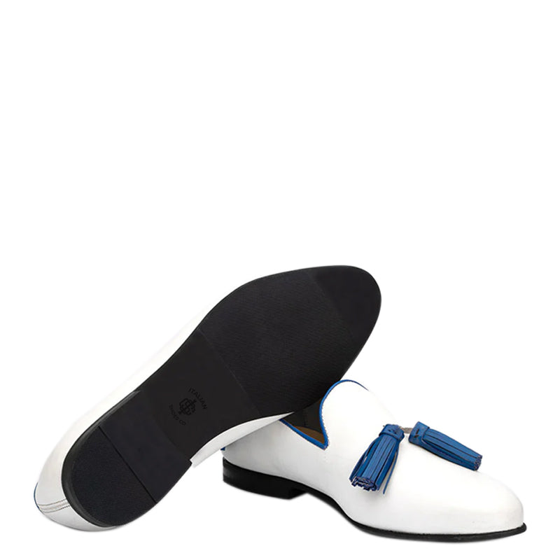 Pure Leather Stylish Tassel White Loafer For Men